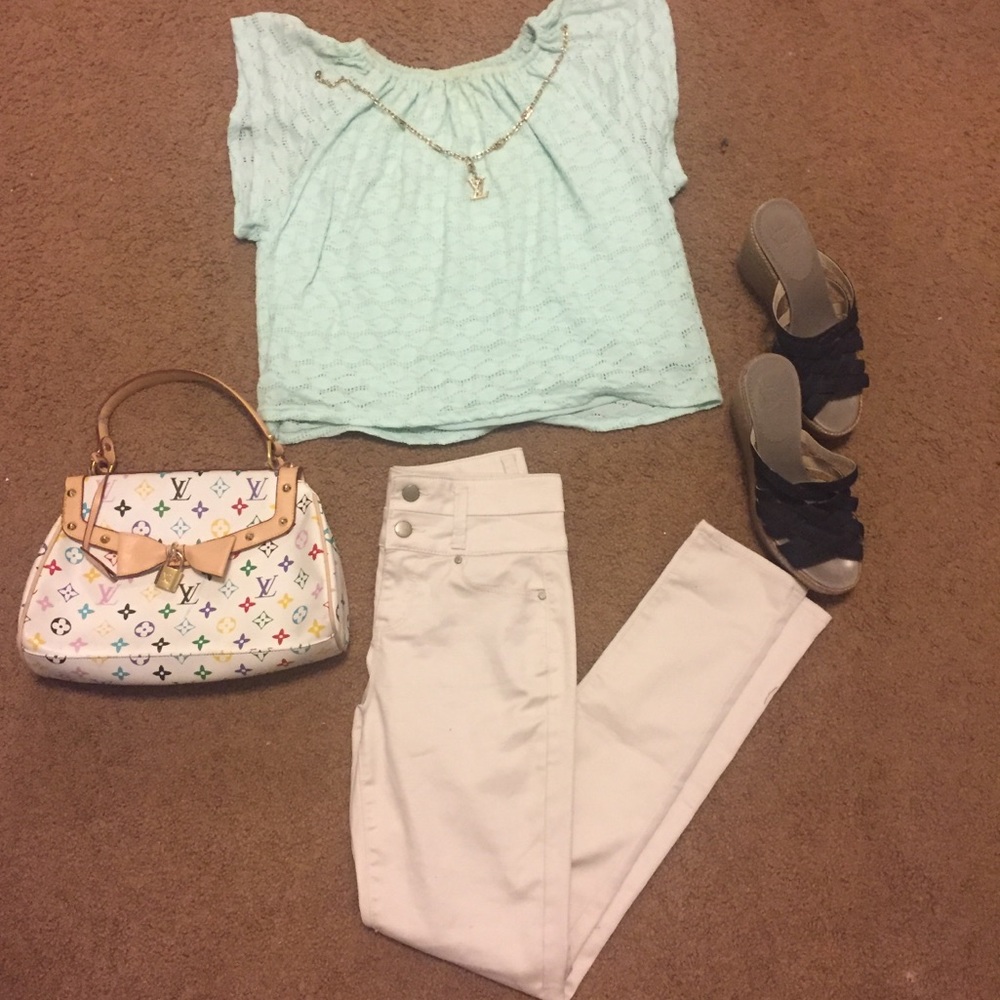 High waisted white jegings